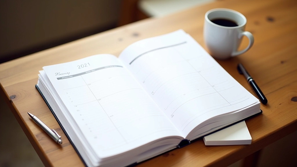 Open calendar showing monthly milestone planning and progress tracking